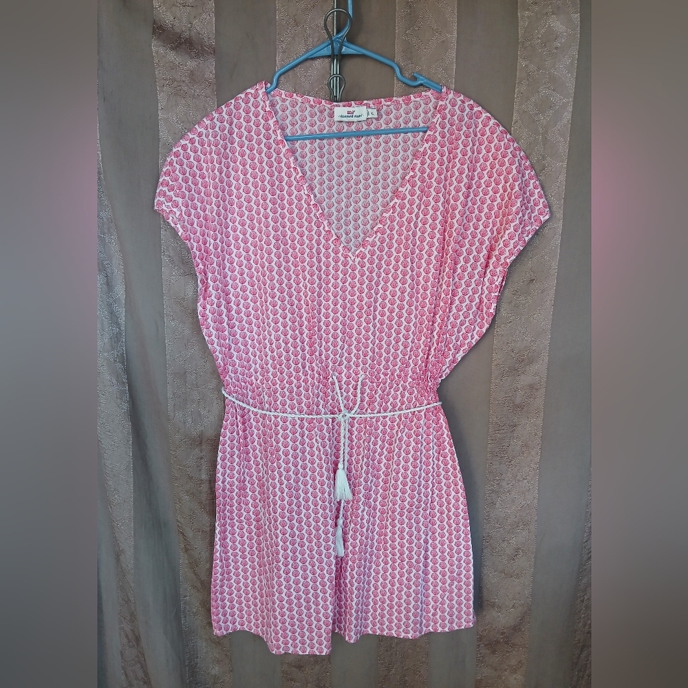 💎 Vineyard Vines Women's Coverup Dress Pink Shell Draw String #0205